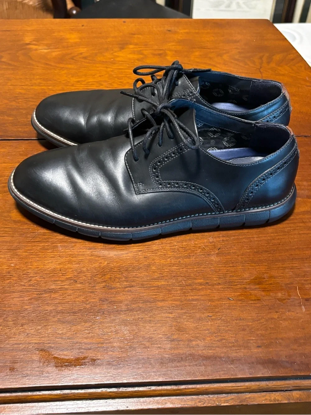 Johnston & Murphy Men’s Wingtip Oxford Hybrid Dress Shoes  Black Leather Size 9M